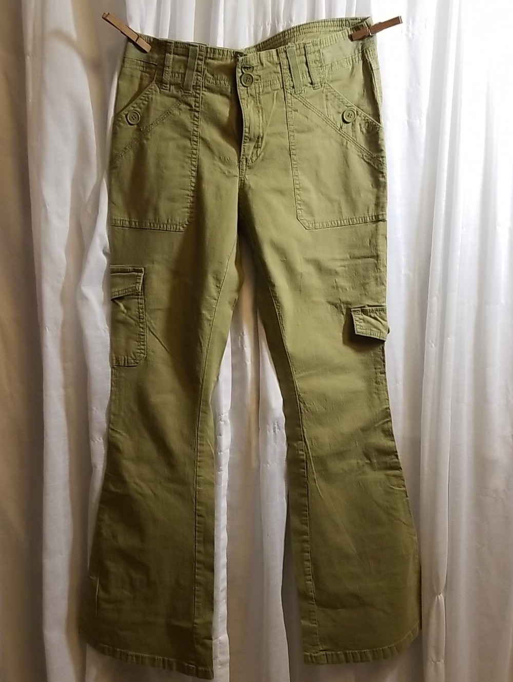 Olive Green Cargo Flare Pants